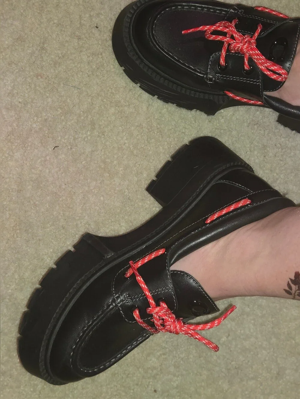 Coach Brand Black Women's Boat Shoes with Red Laces